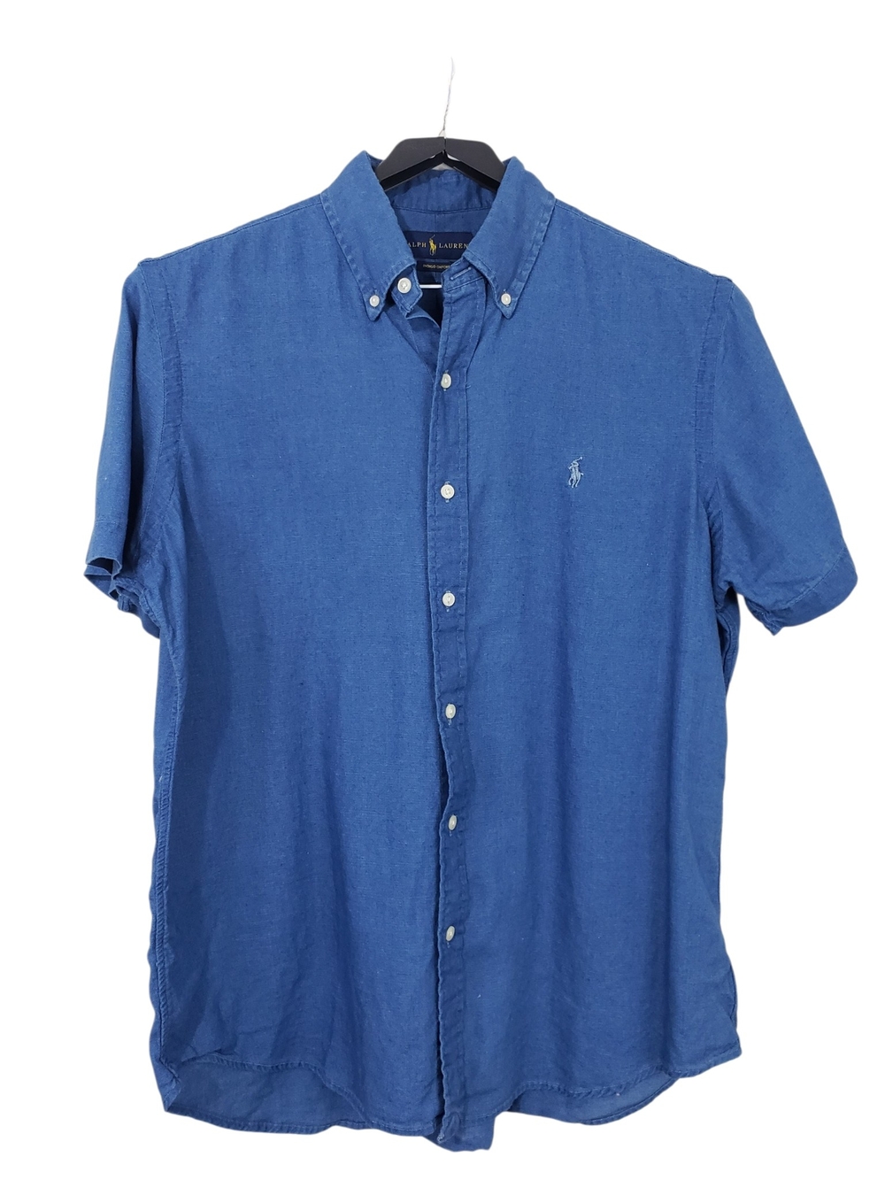 Ralph Lauren Men's Classic Fit Indigo Oxford Short-Sleeve Shirt Size Large